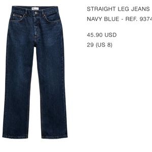 Zara Straight Leg NAVY BLUE Denim - Size 29 (8)